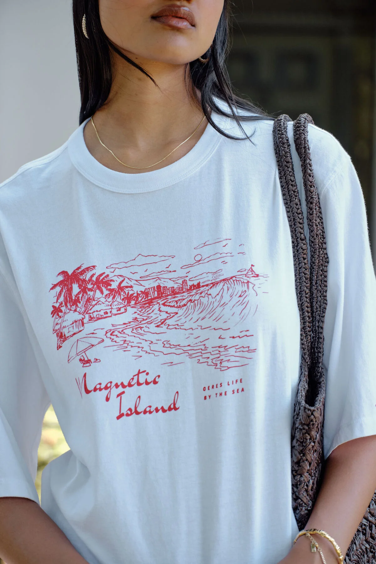Macy Print Tee - White/Maggie island - Image 4