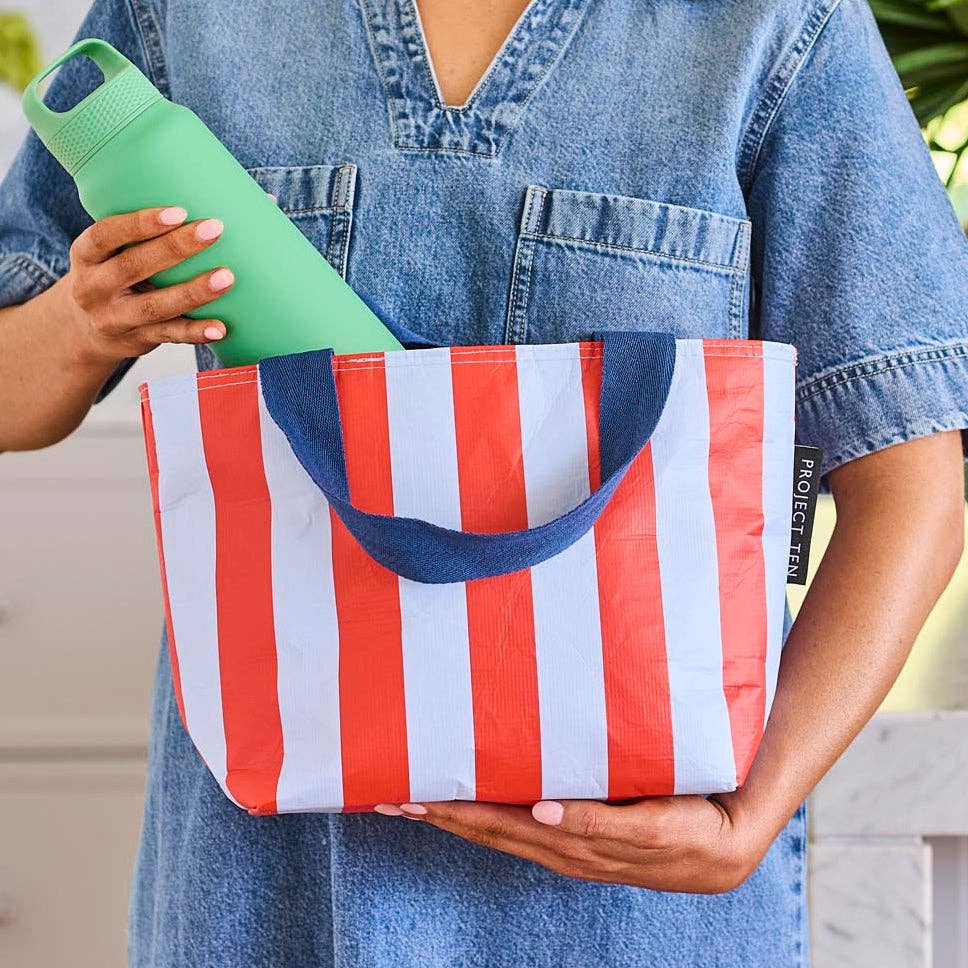 Mini Tote – Red Blue Stripe - Image 2