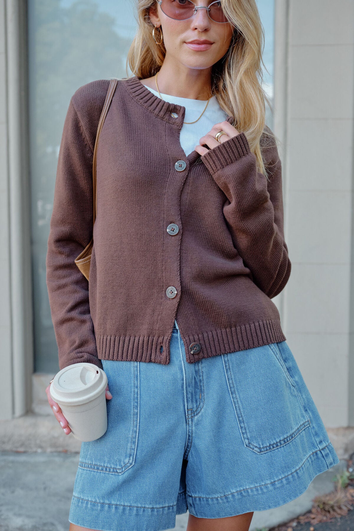 Nelly Long Sleeve Knit Cardi - Chocolate - Image 4