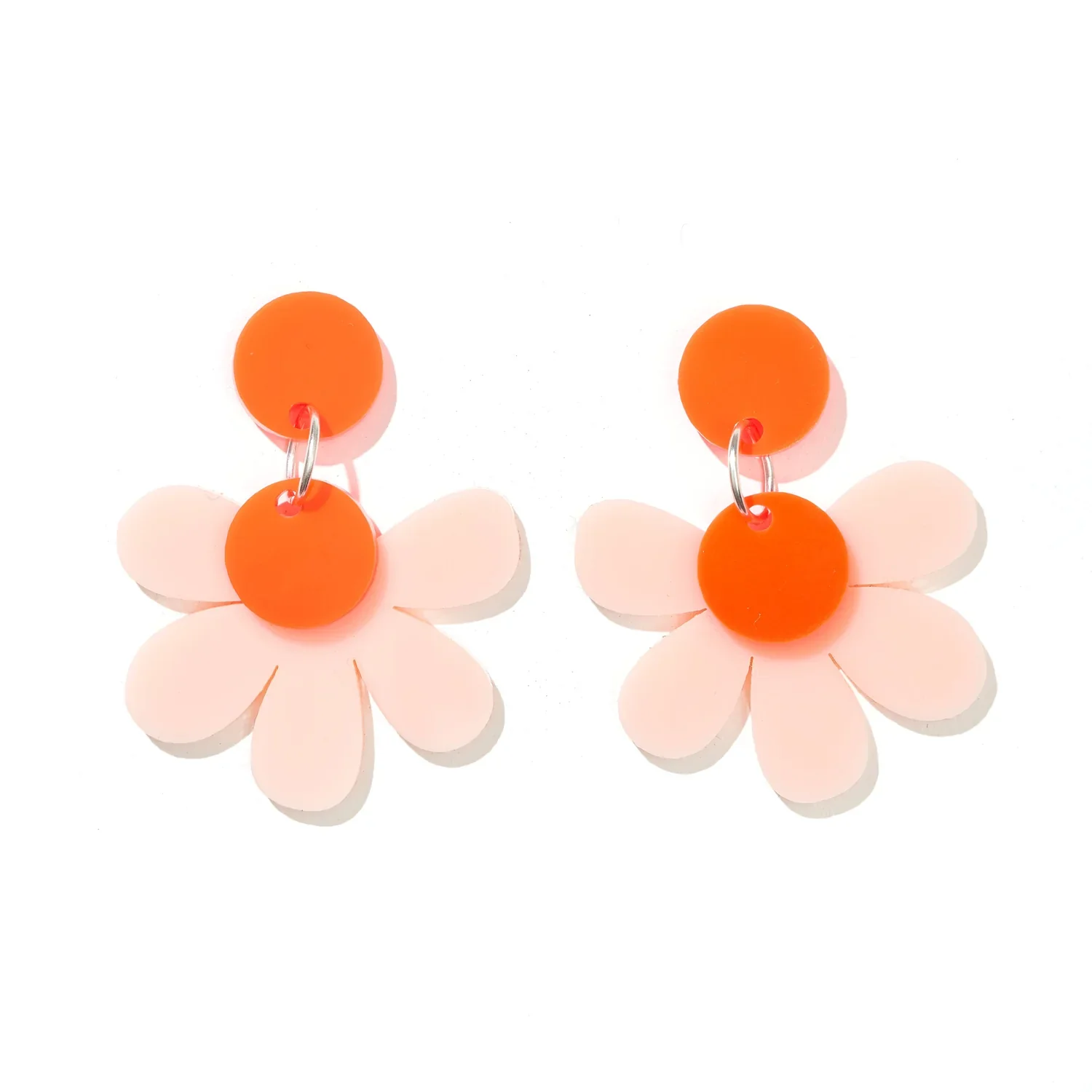 Posey Earrings - Pale Pink And Neon Orange